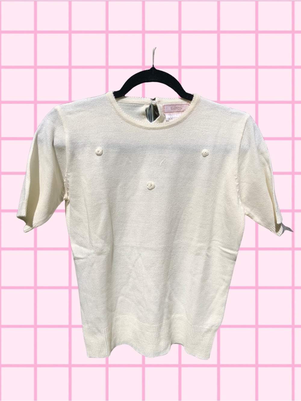 Eaton’s 70s/80s Knit White Short Sleeve Shirt - Women’s Size Small